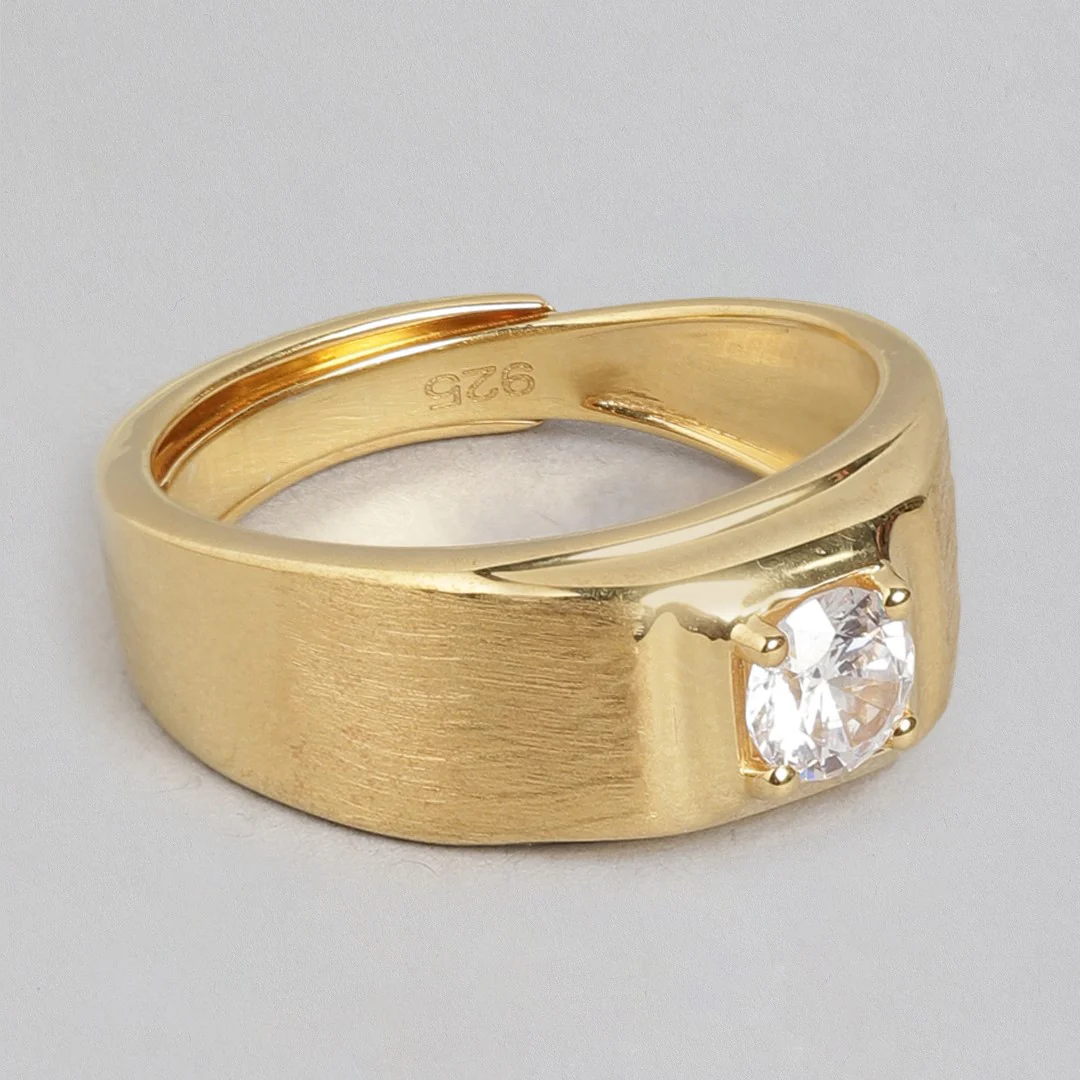 Enchanted Unity 925 Sterling Silver Gold-Plated Cz Couple Ring (Adjustable) - Image 6