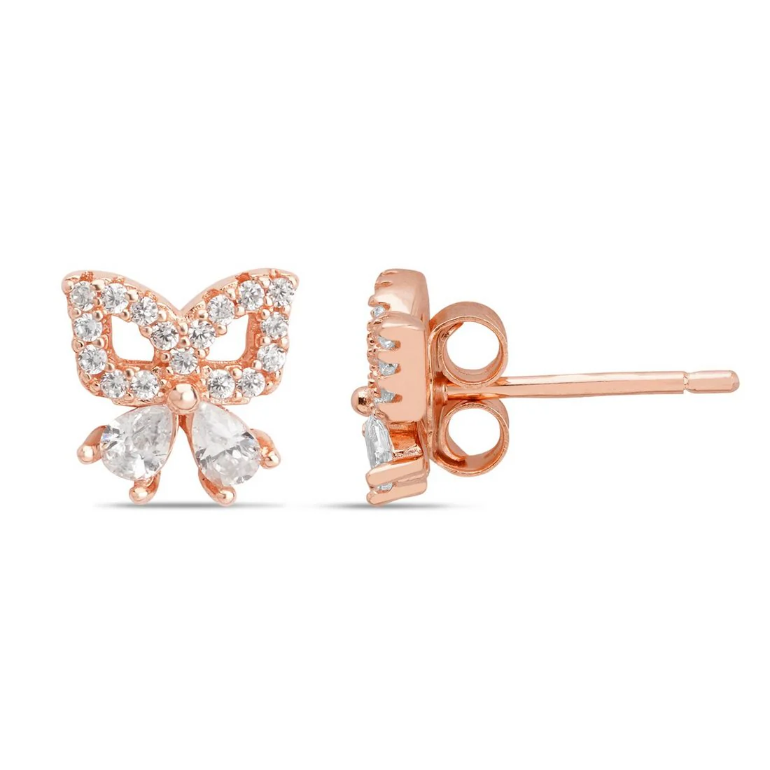 Enchanting Butterfly Rose Gold Plated 925 Sterling Silver Stud Earrings - Image 5