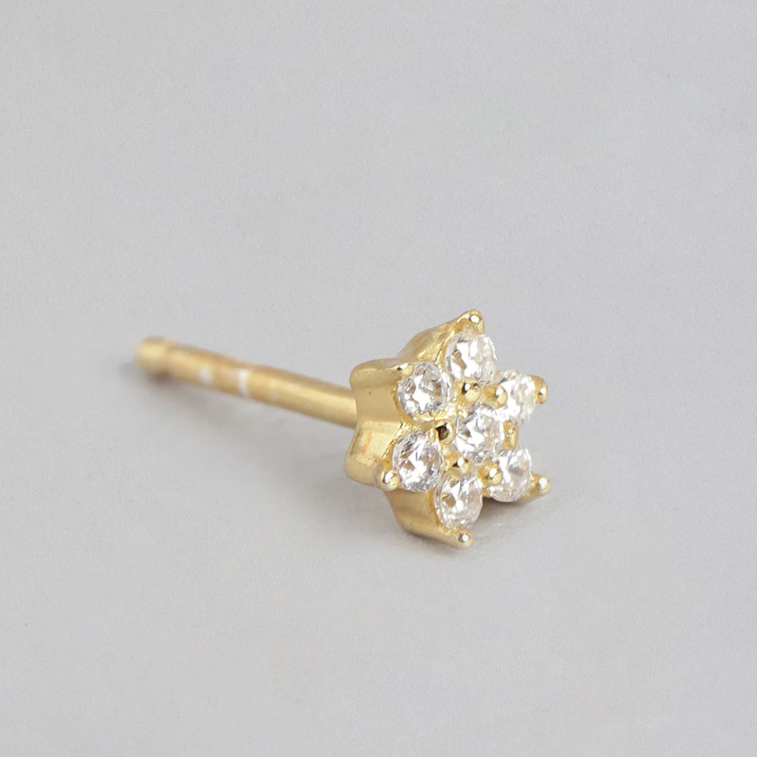 Enchanting Floral 925 Sterling Silver Earring in Gold Plating - Image 6