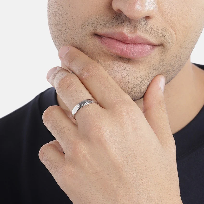 Enchanting Forest Deer Pattern Adjustable 925 Sterling Silver Ring for Him (Adjustable) - Image 2