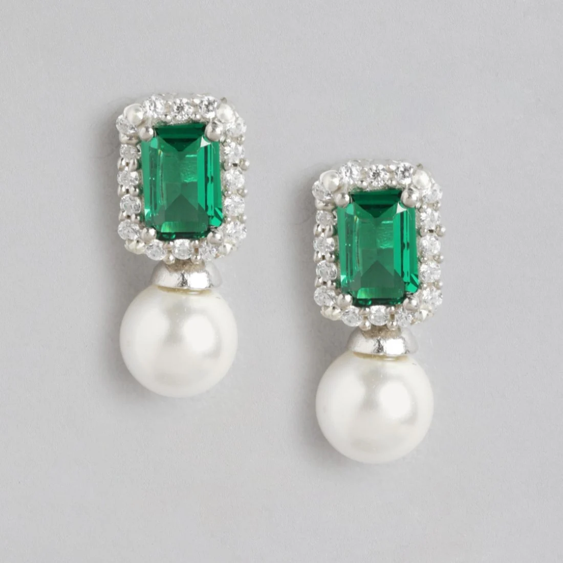 Enchanting Fusion Rhodium-Plated CZ and Freshwater Pearl Drop Earrings - Image 3