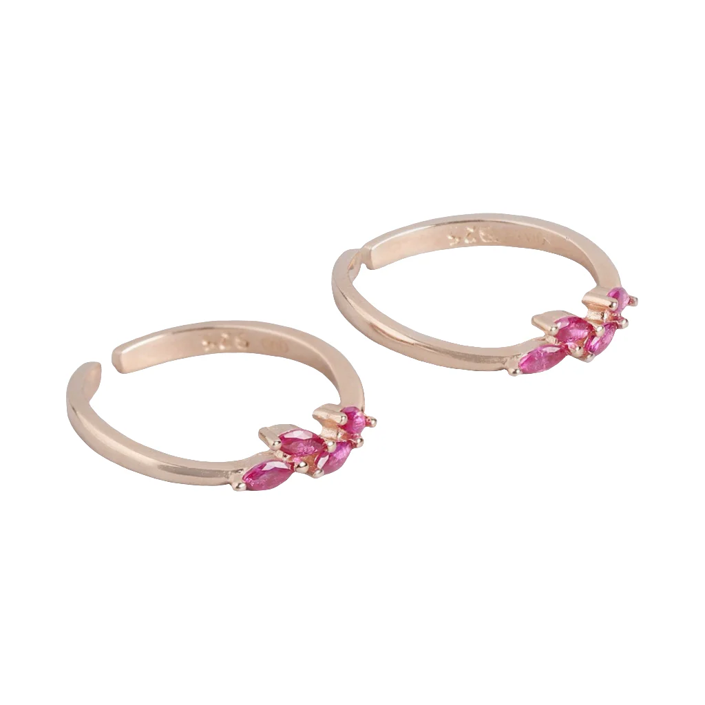Enchanting Leaflet Rose Gold-Plated 925 Sterling Silver Toe Ring - Image 3