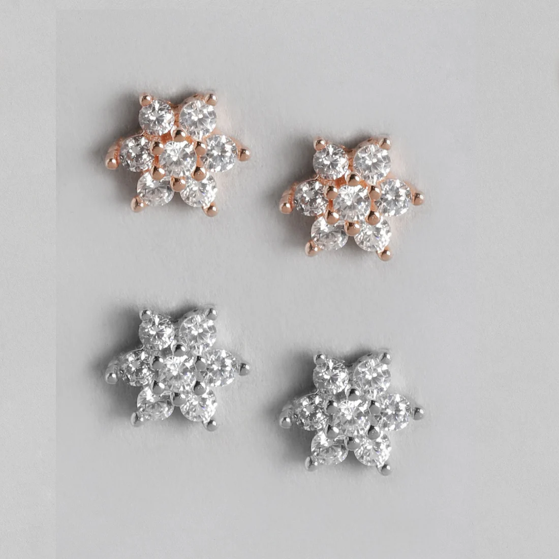 Enchanting Nakshatra Floral Silver Earring Combo - Image 4