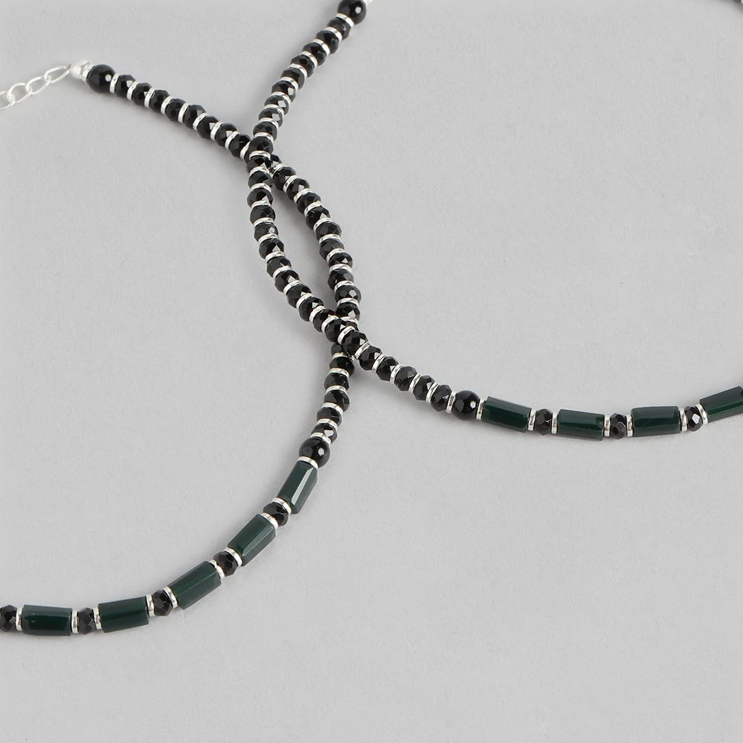 Enchanting Shadows Rhodium Plated 925 Sterling Silver Anklet - Image 7
