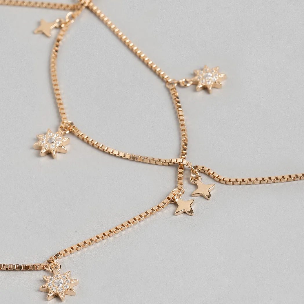 Enchanting Star 925 Silver Anklets In Rose Gold - Image 7
