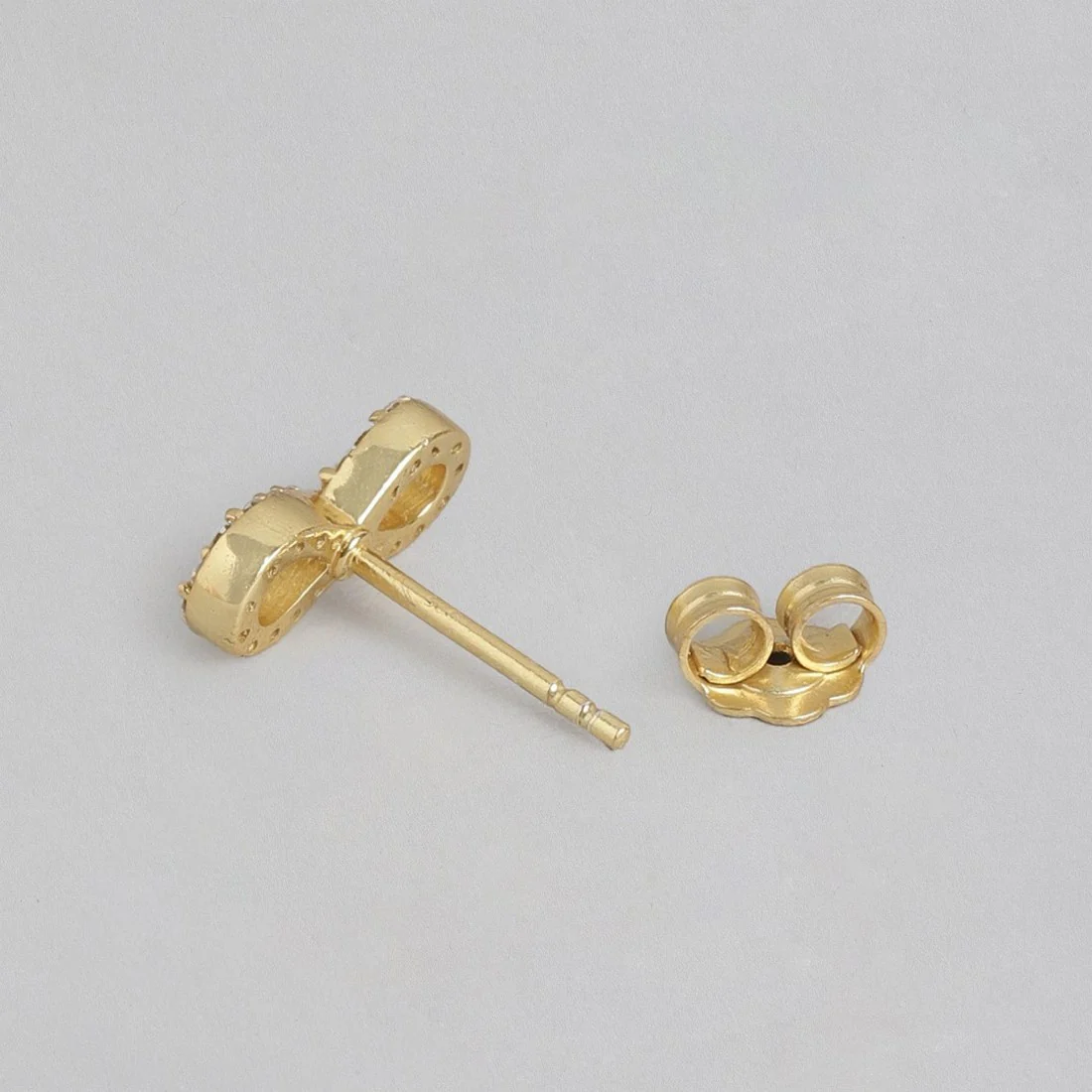 Endless Love Infinity 925 Sterling Silver Gold Plated Stud Earring - Image 5