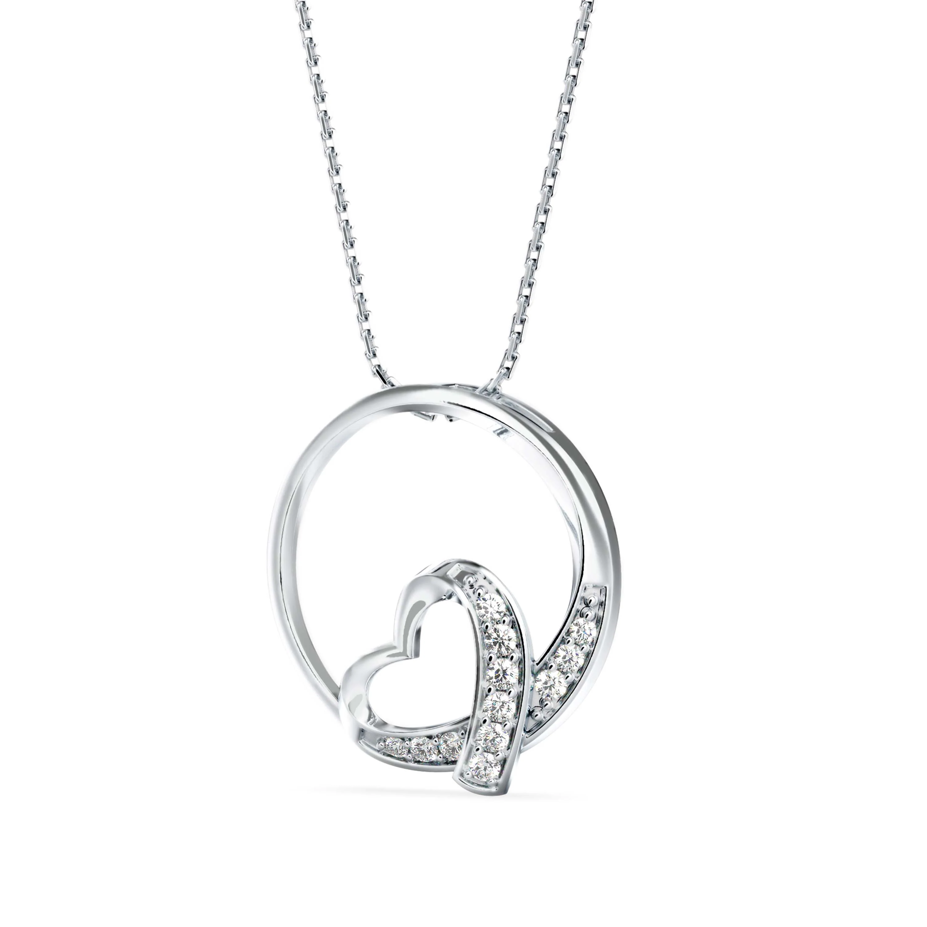 Heart in a Circle Gold Pendant with Lab-Grown Diamonds without Chain - Image 10