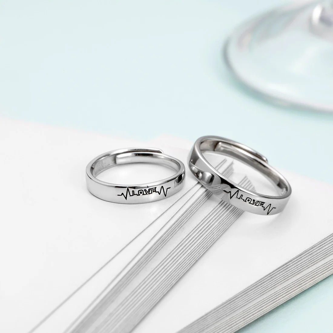 Endless Love Line 925 Silver Couple Rings - Valentines Edition With Gift Box (Adjustable) - Image 2