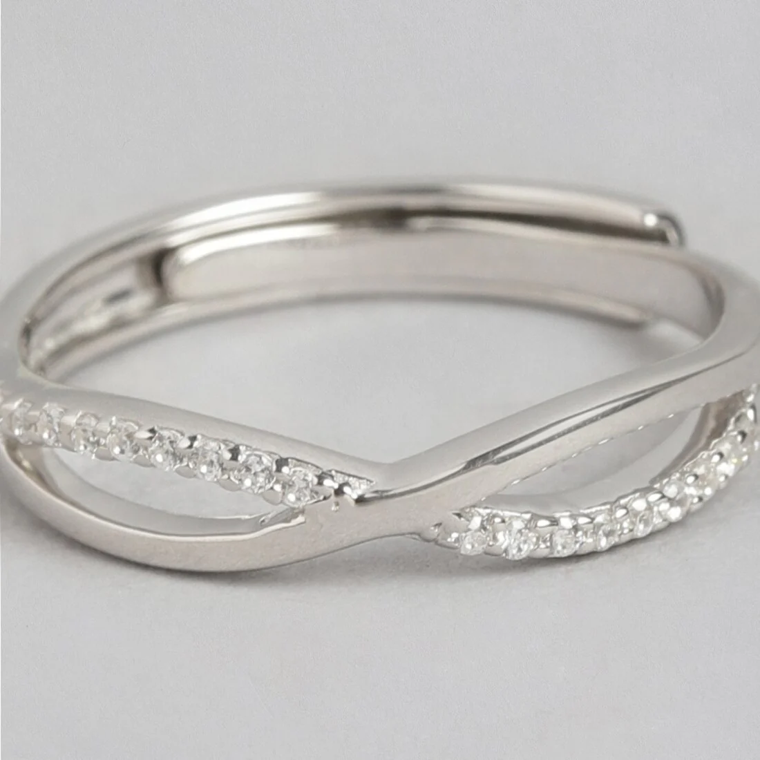 Endless Sparkle Rhodium-Plated 925 Sterling Silver Infinity Ring for Her (Adjustable) - Image 9
