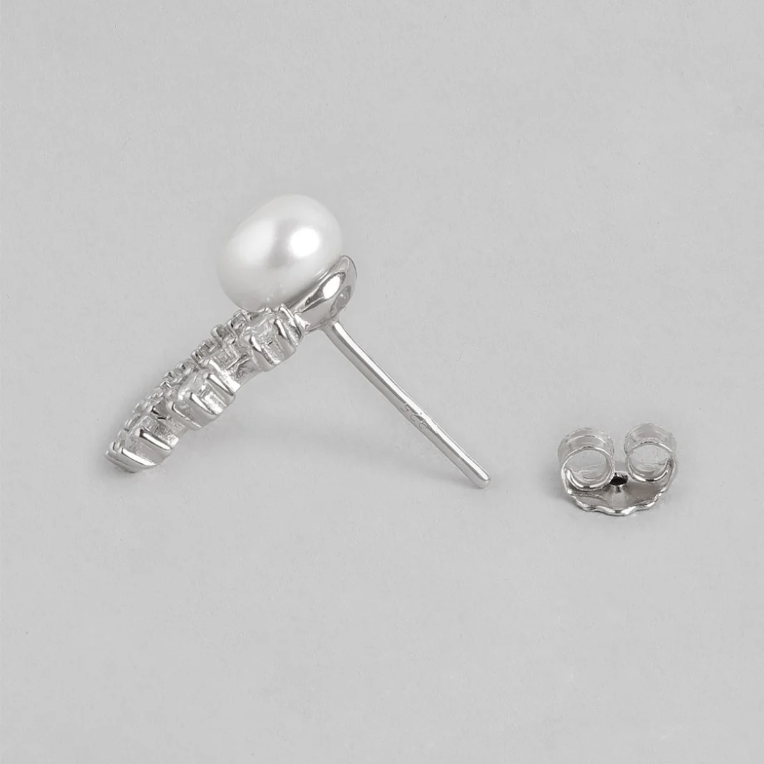 Eternal Pearl Bloom Rhodium-Plated 925 Sterling Silver Earrings - Image 5