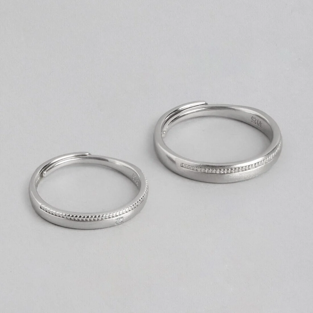 Eternal Bond 925 Sterling Silver Rhodium Plated Couple Ring (Adjustable) - Image 8