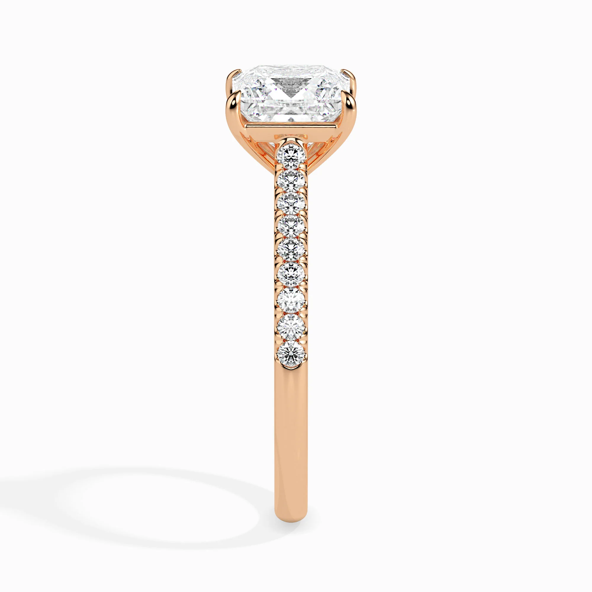 2 CT Square Solitaire Band Gold Ring with Lab-Grown Diamonds - Image 8