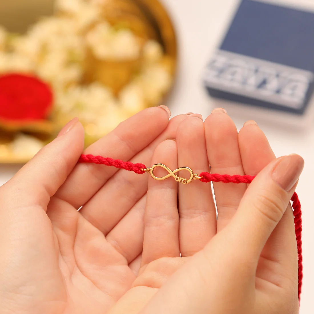 Eternal Bond Gold-Plated 925 Sterling Silver Rakhi - Image 2