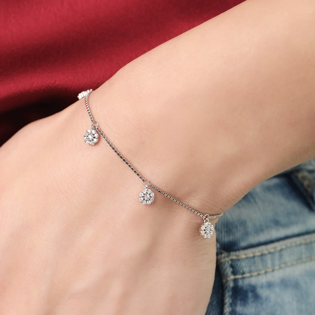 Eternal Circles 925 Sterling Silver Rhodium-Plated Circle Bracelet - Image 2