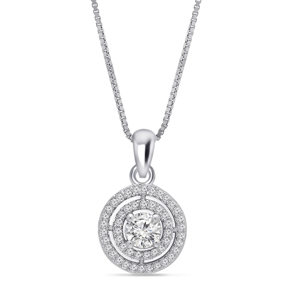 Eternal Circles Rhodium-Plated 925 Sterling Silver Pendant with Chain - Image 5
