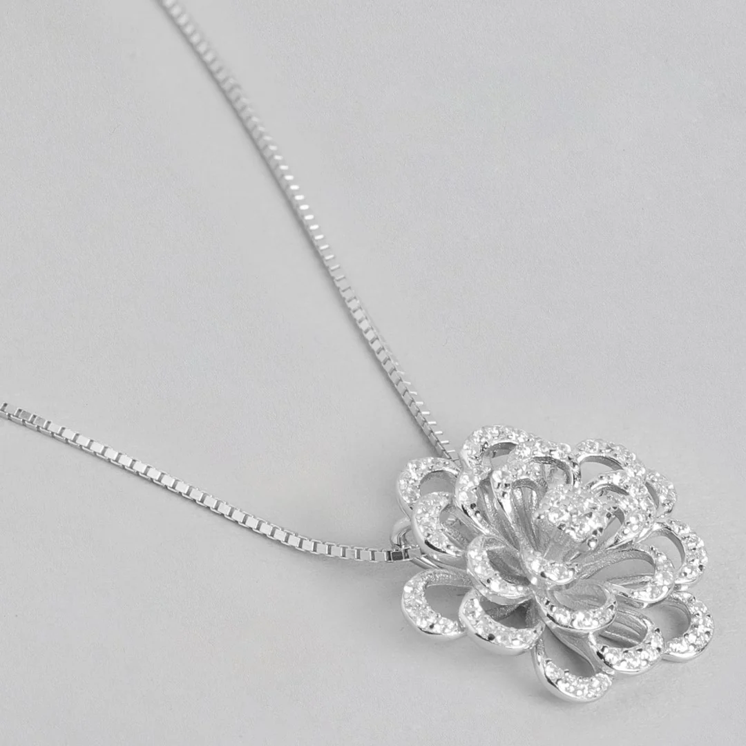 Eternal Elegance 925 Sterling Silver Rhodium Plated Pendant with Chain - Image 4