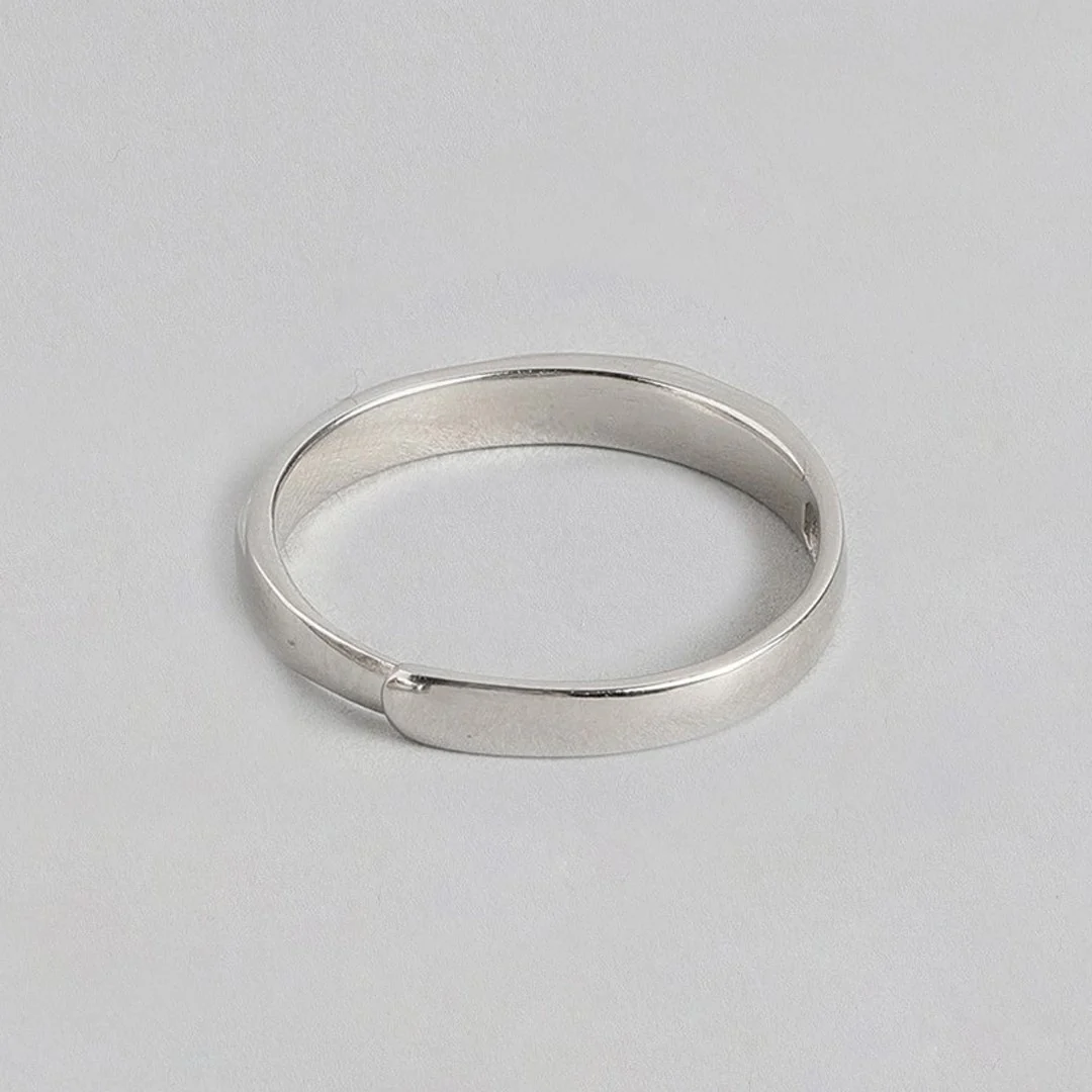 Eternal Embrace Rhodium-Plated 925 Sterling Silver Couple Ring (Adjustable) - Image 9
