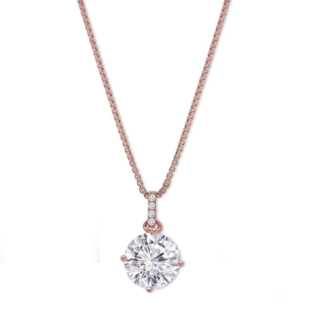 Eternal Harmony Solitaire Rose Gold-Plated Sterling Silver Circle Pendant with Chain - Image 5
