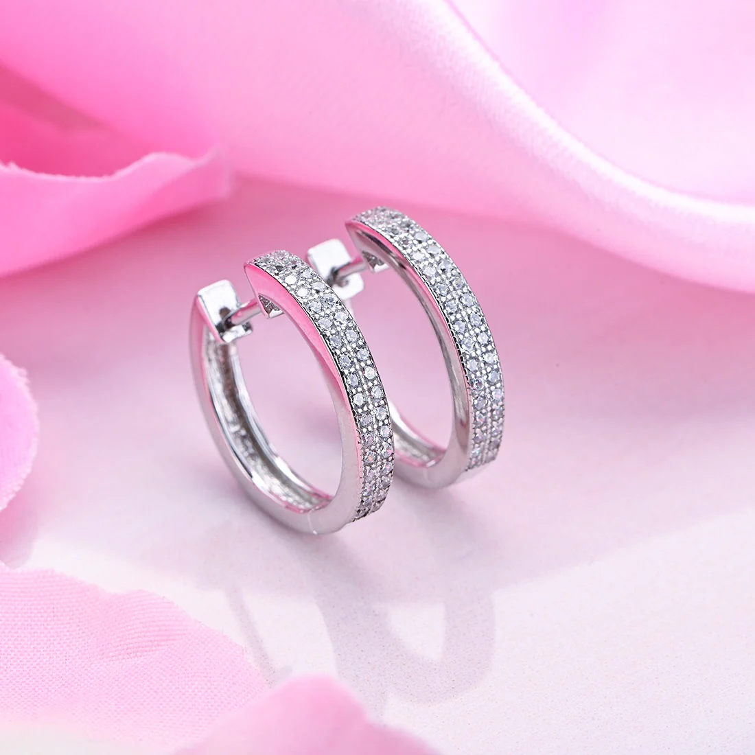 Eternal Hoop CZ Radiance Rhodium-Plated 925 Sterling Silver Earrings - Image 2