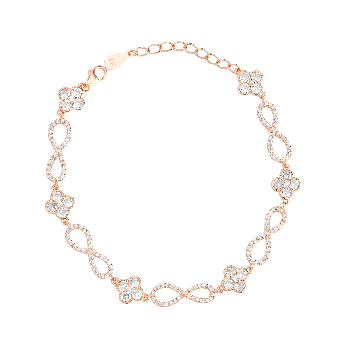 Eternal Infinity Rose Gold Plated 925 Sterling Silver Infinity Bracelet - Image 3