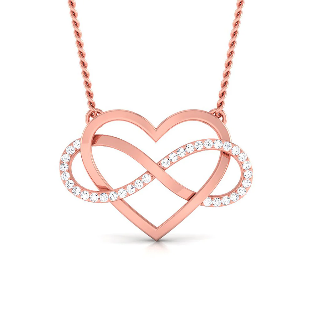 Infinity-Heart Gold Lab-Grown Diamond Pendant without Chain - Image 6