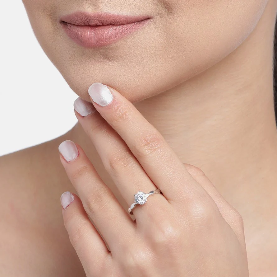 Eternal Radiance Rhodium-Plated 925 Sterling Silver Couple Ring (Adjustable) - Image 4