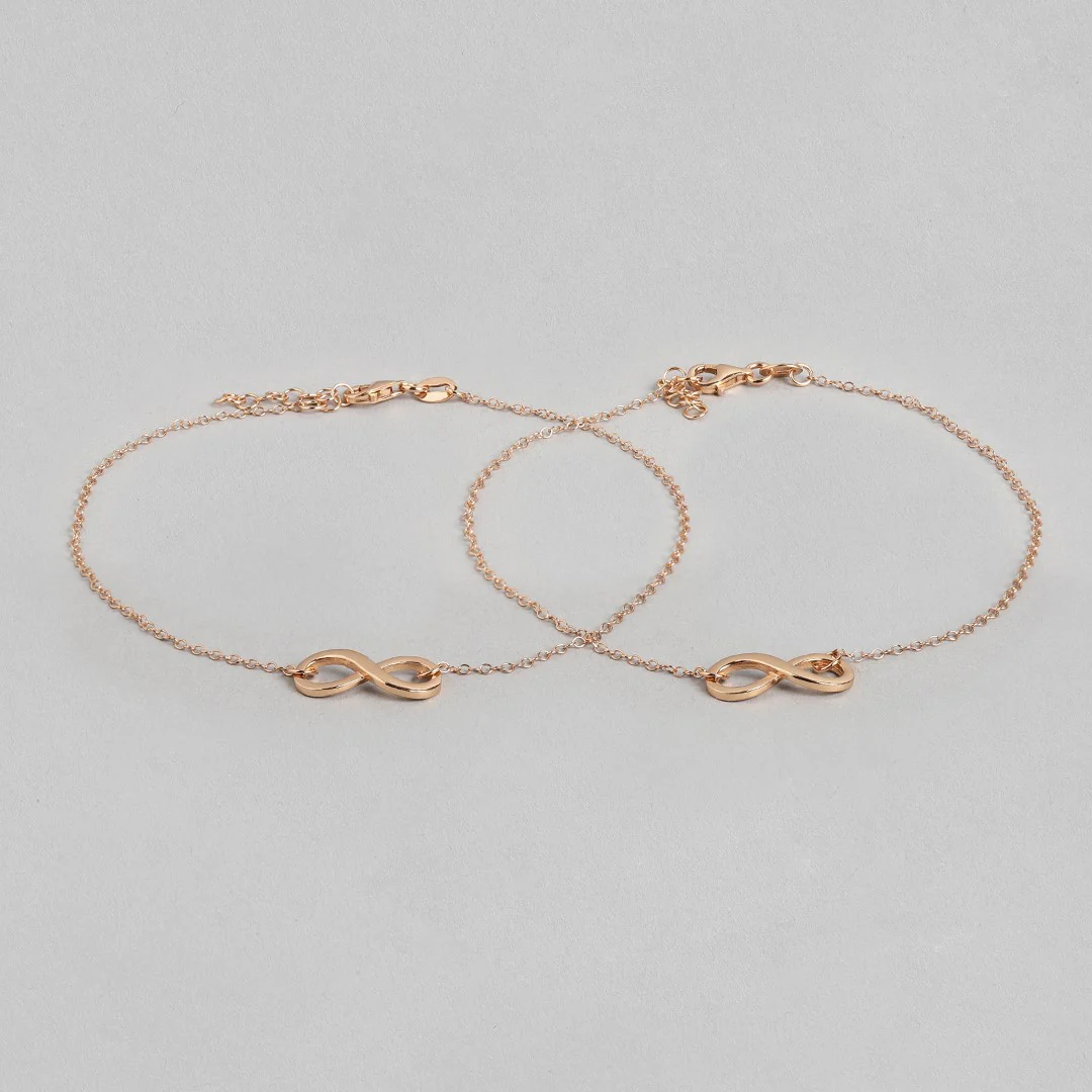 Eternal Rose Gold Radiance 925 Sterling Silver Infinity Chain Anklet - Image 3