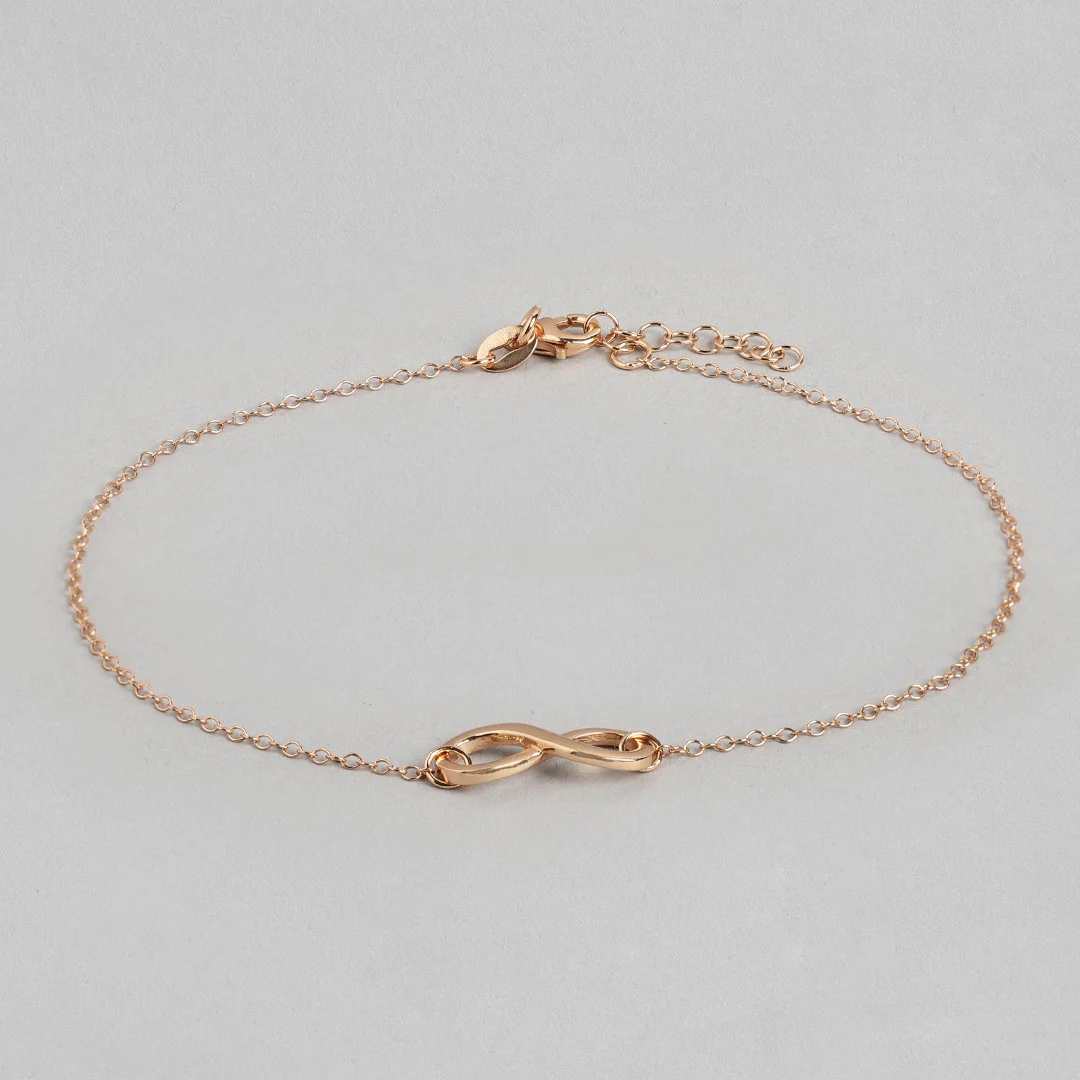 Eternal Rose Gold Radiance 925 Sterling Silver Infinity Chain Anklet - Image 4