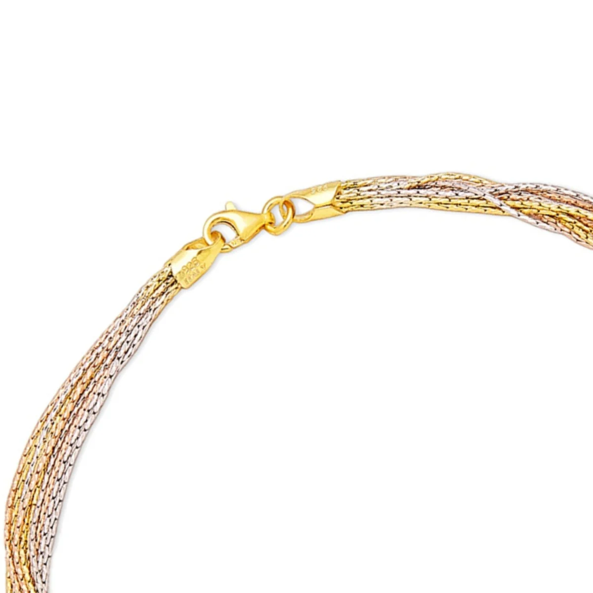 Eternal Sparkle Layered Bouquet Triple-Tone Plated 925 Sterling Silver Anklet - Image 6