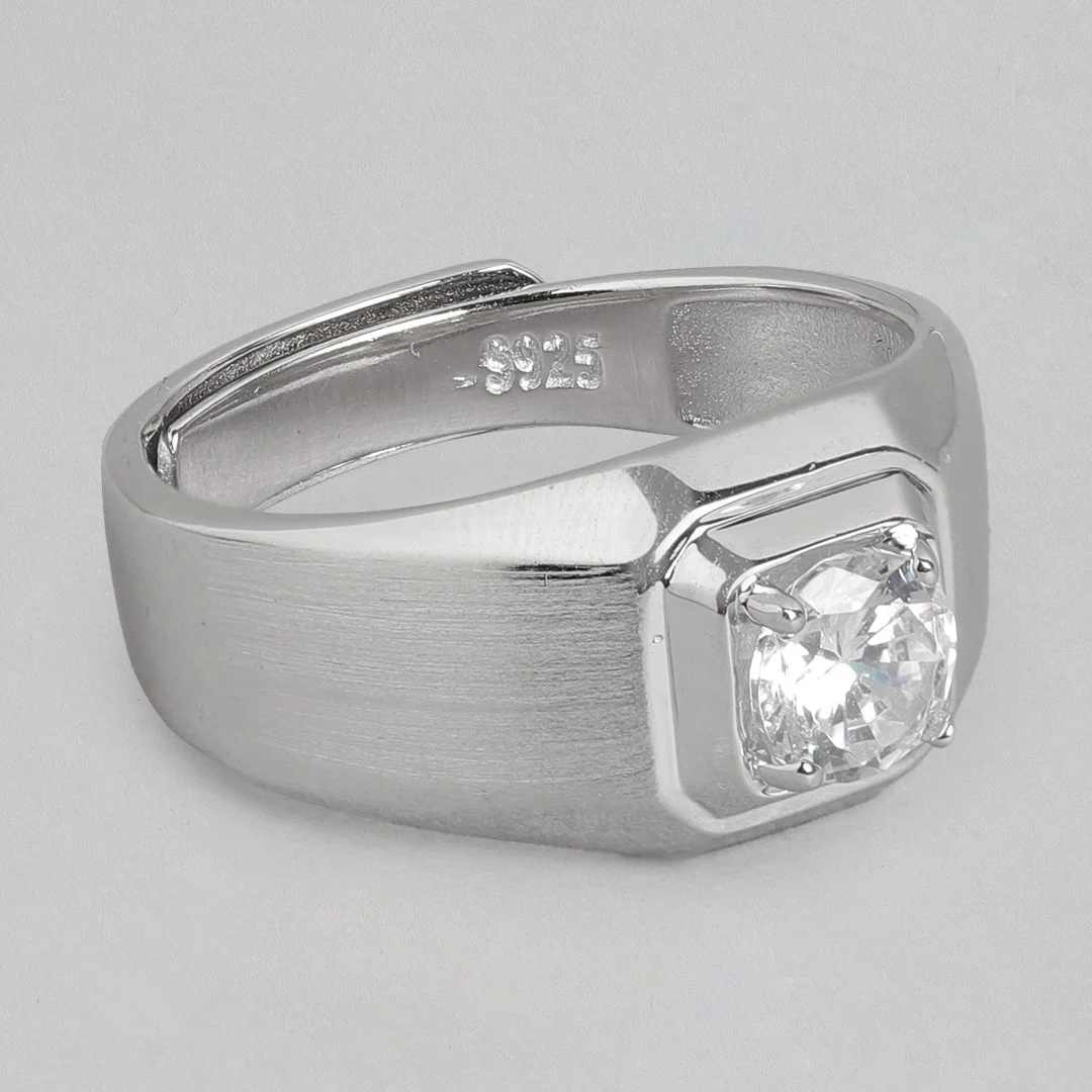 Eternal Sparkle Rhodium-Plated 925 Sterling Silver Couple Ring (Adjustable) - Image 7