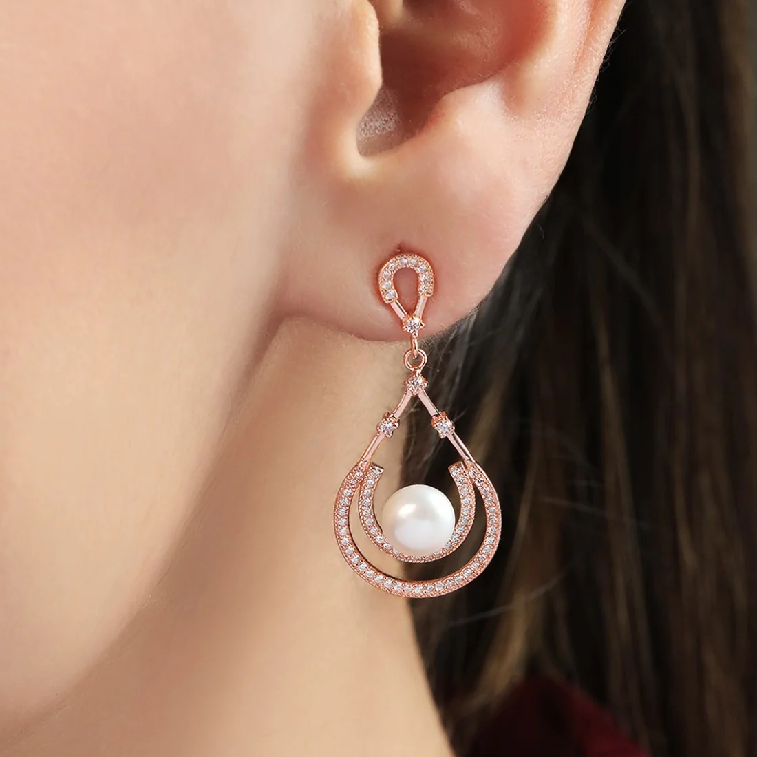 Ethereal Drops 925 Sterling Silver Rose Gold Plated Earrings - Image 2