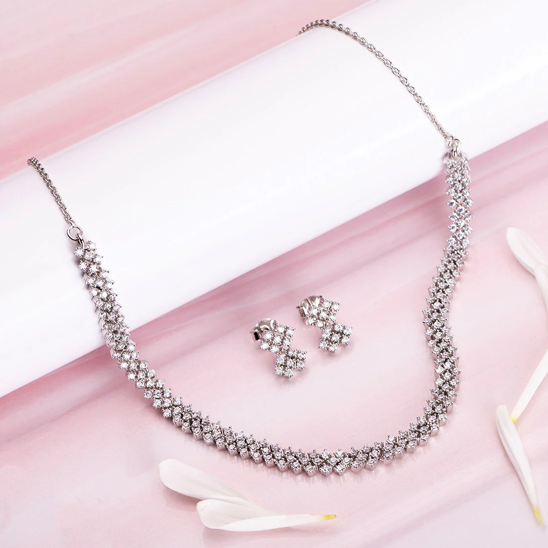 Ethereal Elegance Rhodium Plated 925 Sterling Silver Jewelry Set - Image 2