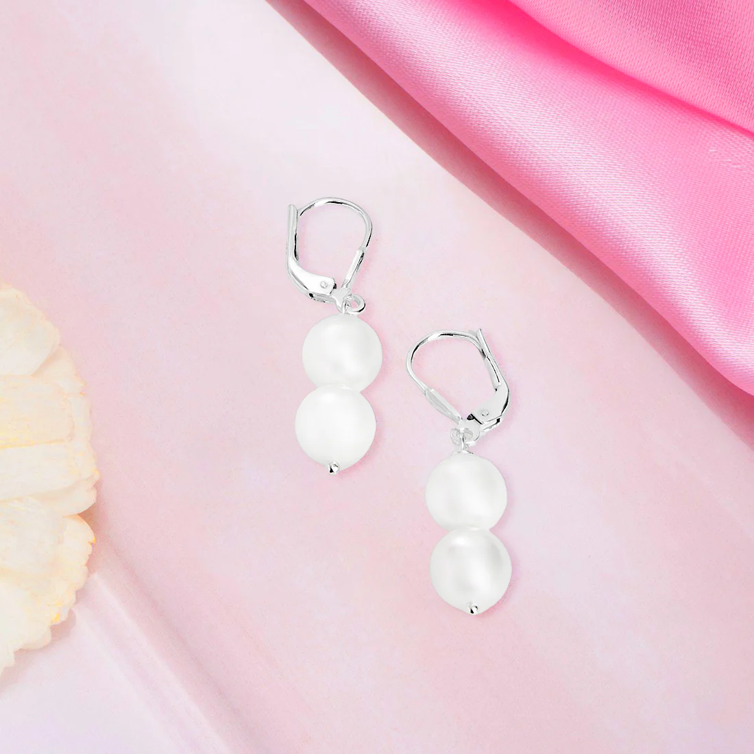Ethereal Elegance Pearl Rhodium Plated 925 Sterling Silver Earrings - Image 2