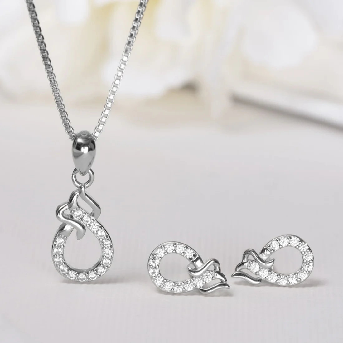 Ethereal Essence 925 Sterling Silver Abstract Jewelry Set