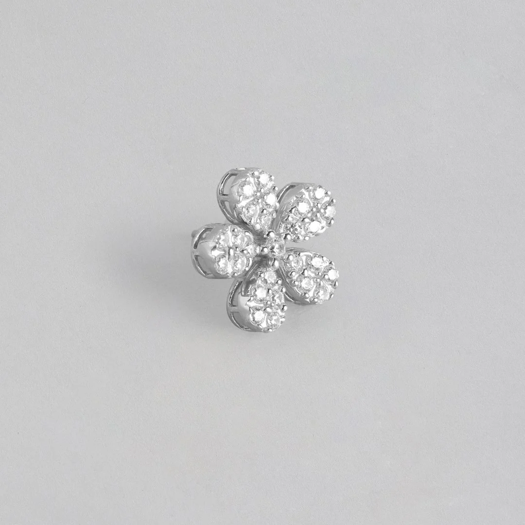 Ethereal Floral CZ Radiance Rhodium-Plated 925 Sterling Silver Jewelry Set - Image 6