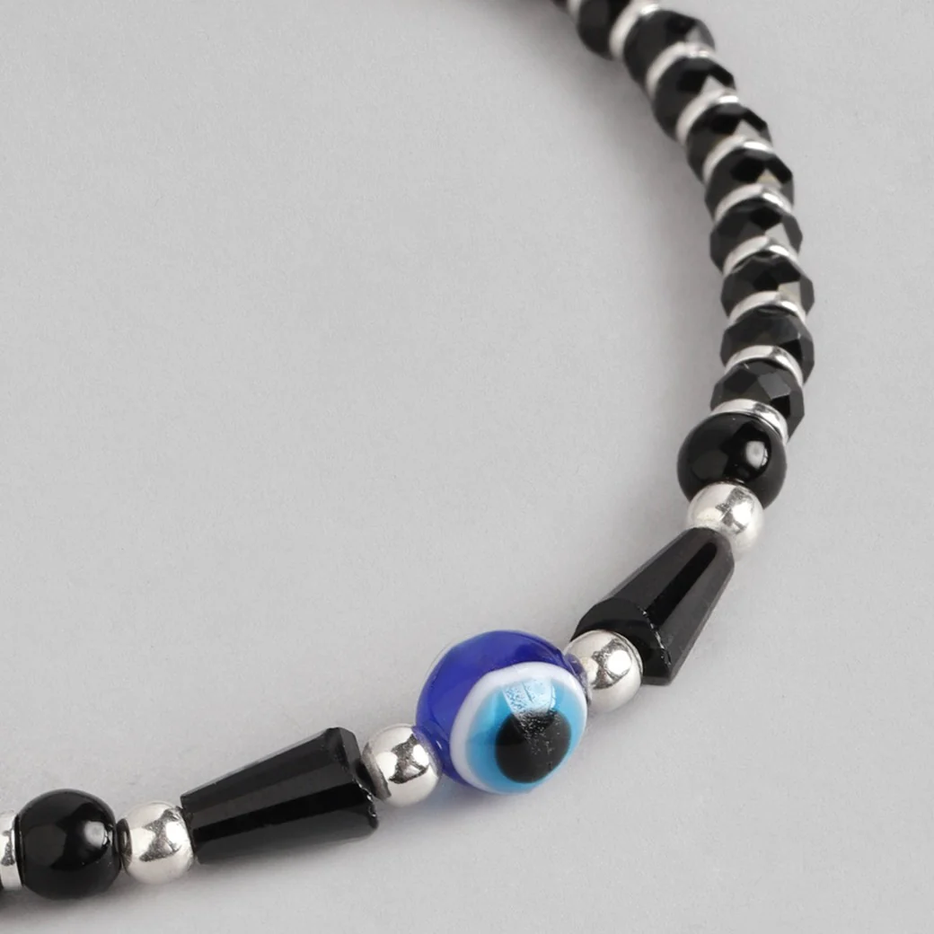 Evil Eye Black Beads 925 Sterling Silver Bracelet - Image 5