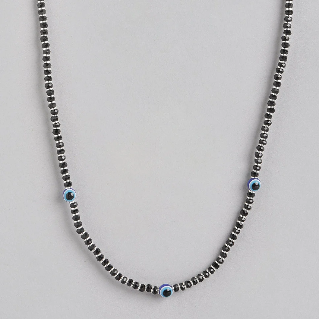 Evil Eye Black Beads 925 Sterling Silver Necklace - Image 5