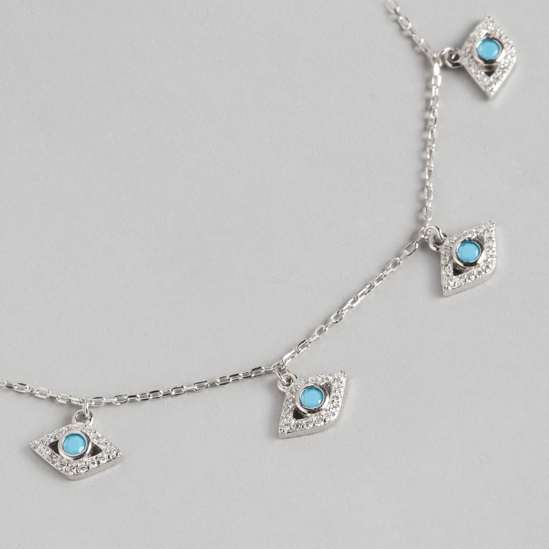Evil Eye Charms Cubic Zirconia 925 Silver Bracelet - Image 6