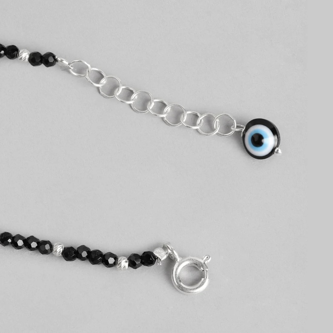 Evil Eye Charms 925 Sterling Silver Rhodium-Plated Bracelet with Beads - Image 6
