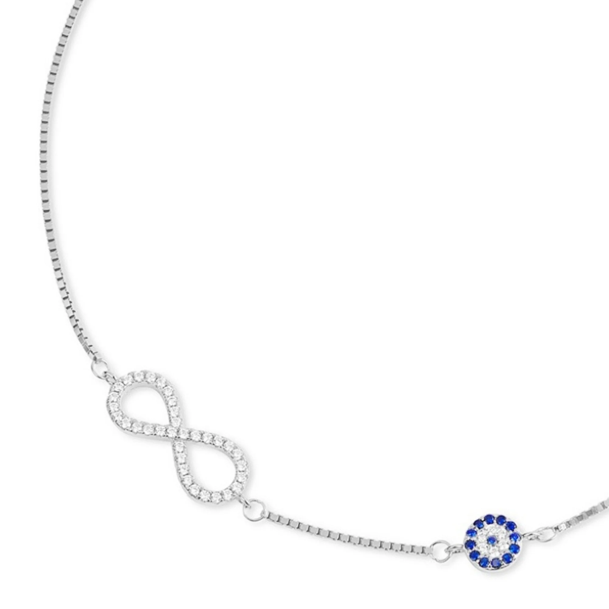 Evil Eye Guardian Rhodium Plated 925 Sterling Silver Anklet - Image 5