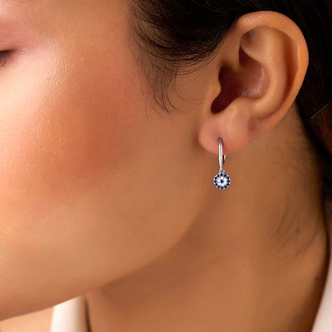 Forever Safe Silver Hoop Rhodium Plated Earrings - Image 2