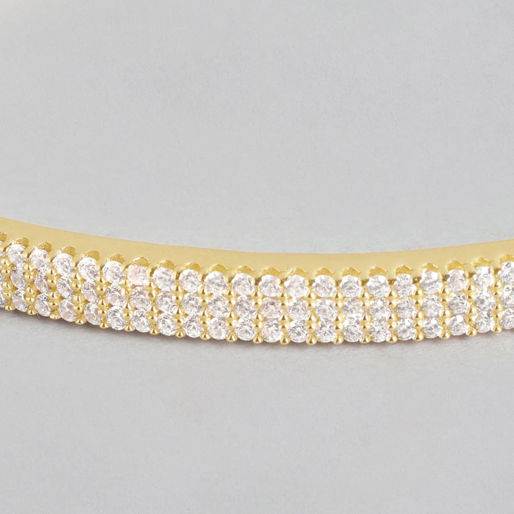 Exquisite 925 Sterling Silver Gold Plated Kada Bracelet - Image 4