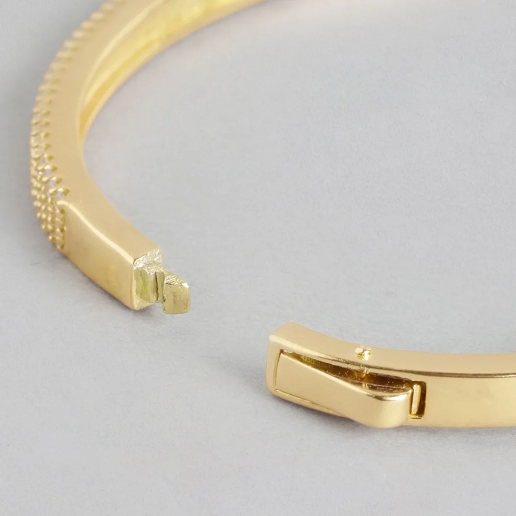Exquisite 925 Sterling Silver Gold Plated Kada Bracelet - Image 5