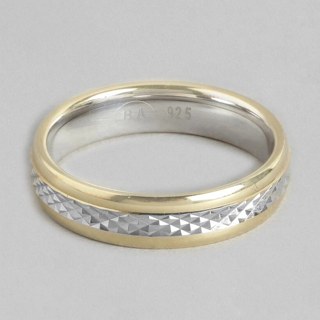 Exquisite Dual Tone Rhodium and Gold Plated 925 Sterling Silver Ring for Him (Adjustable) - Image 5