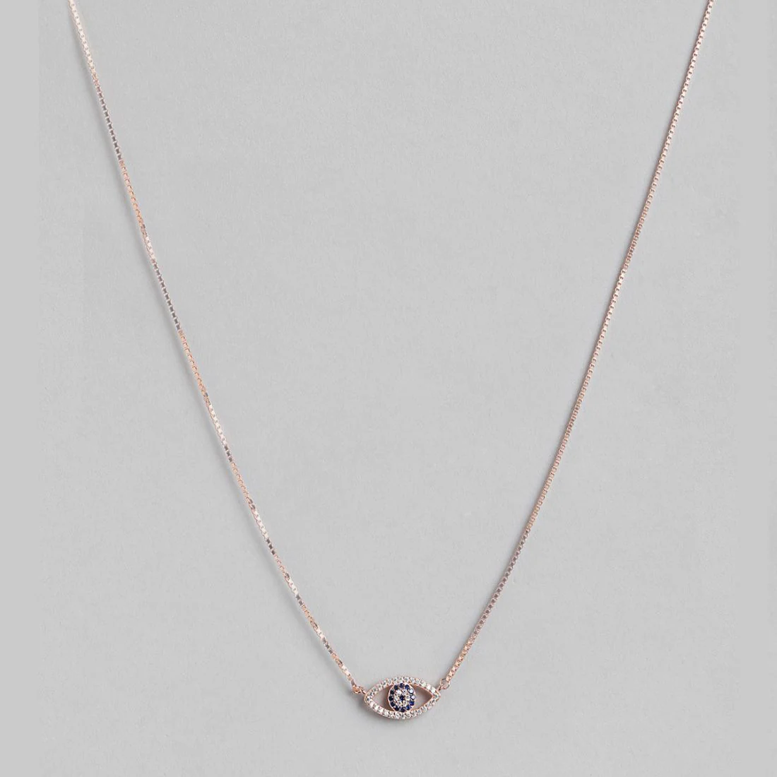 Evil Eye 925 Sterling Silver Rose Gold Plated Necklace - Image 8