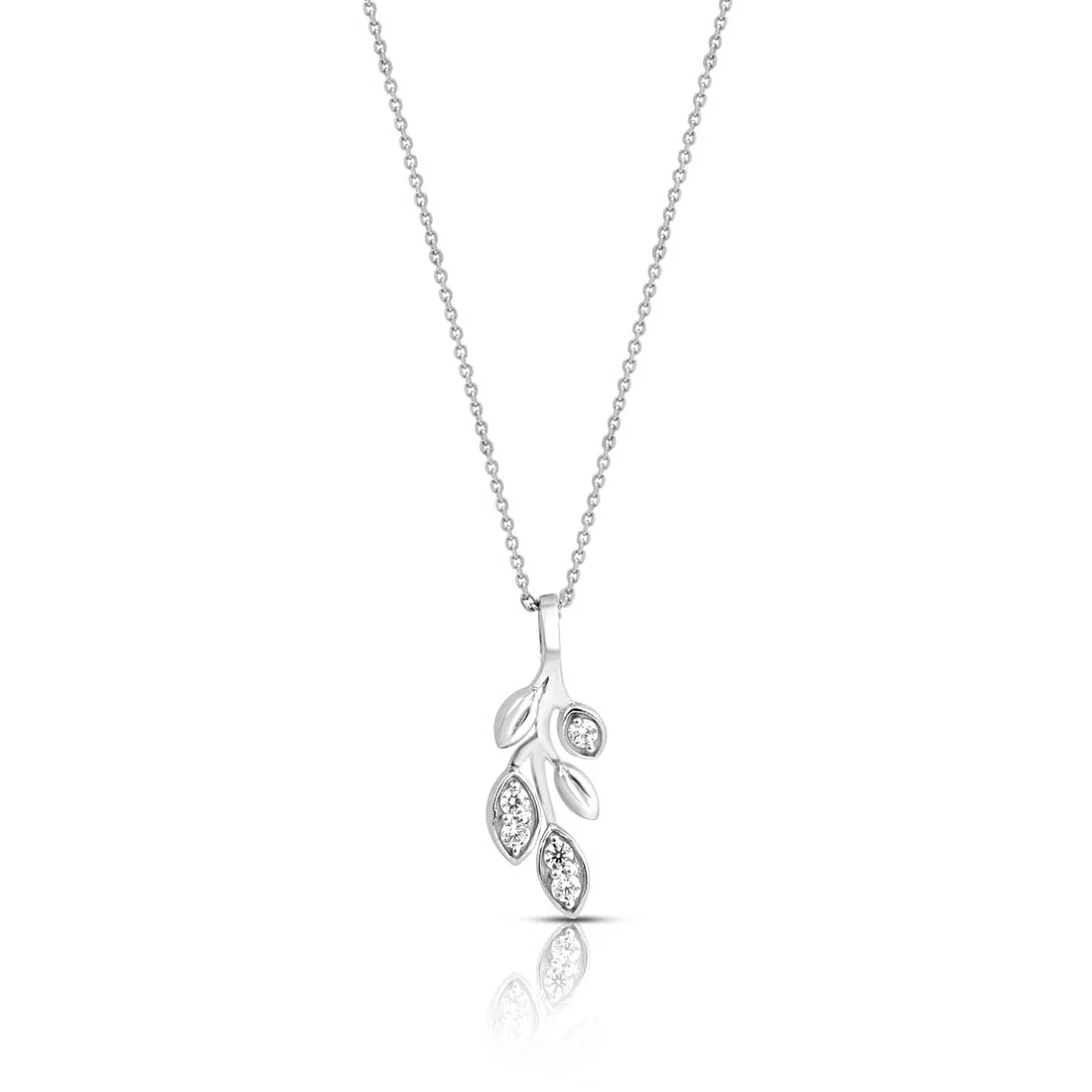 Falling Leaf Rhodium Plated 925 Sterling Silver Necklace - Image 4