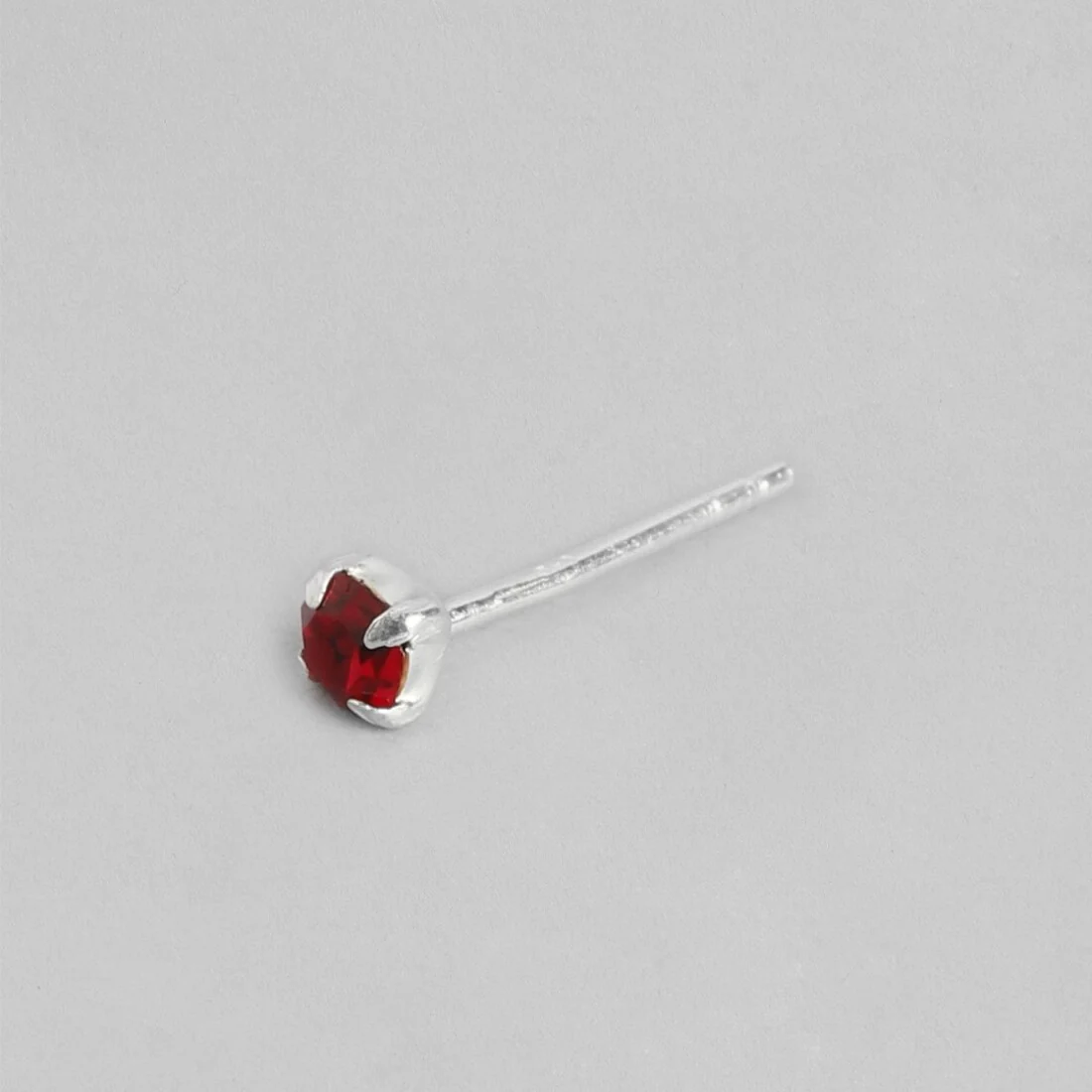 Fiery Elegance Rhodium-Plated 925 Sterling Silver Red Cubic Zirconia Stud Earrings - Image 4
