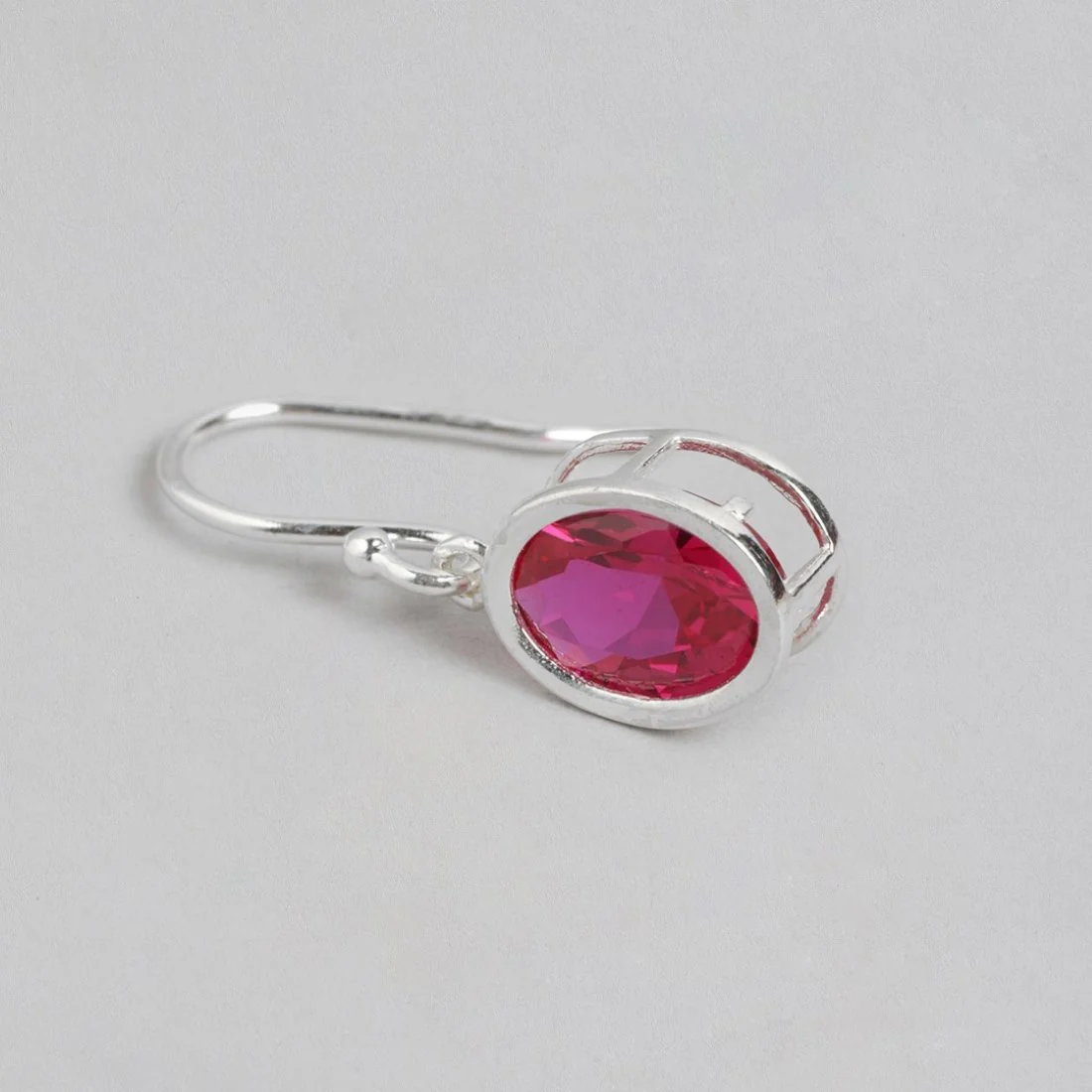 Fiery Elegance Rhodium-Plated Red CZ 925 Sterling Silver Earrings - Image 4