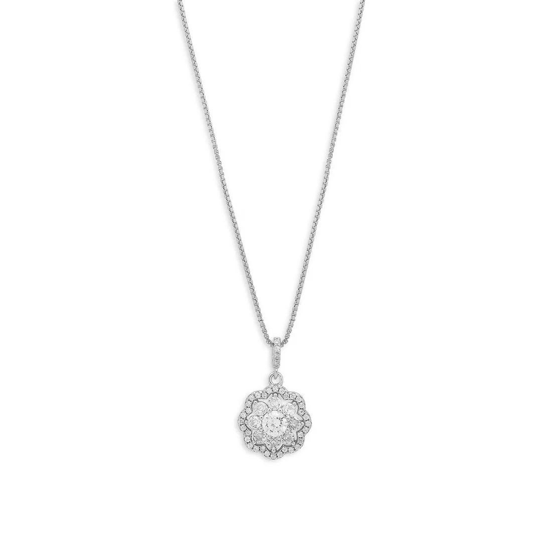 Floral Brilliance Rhodium Plated 925 Sterling Silver Pendant - Image 5
