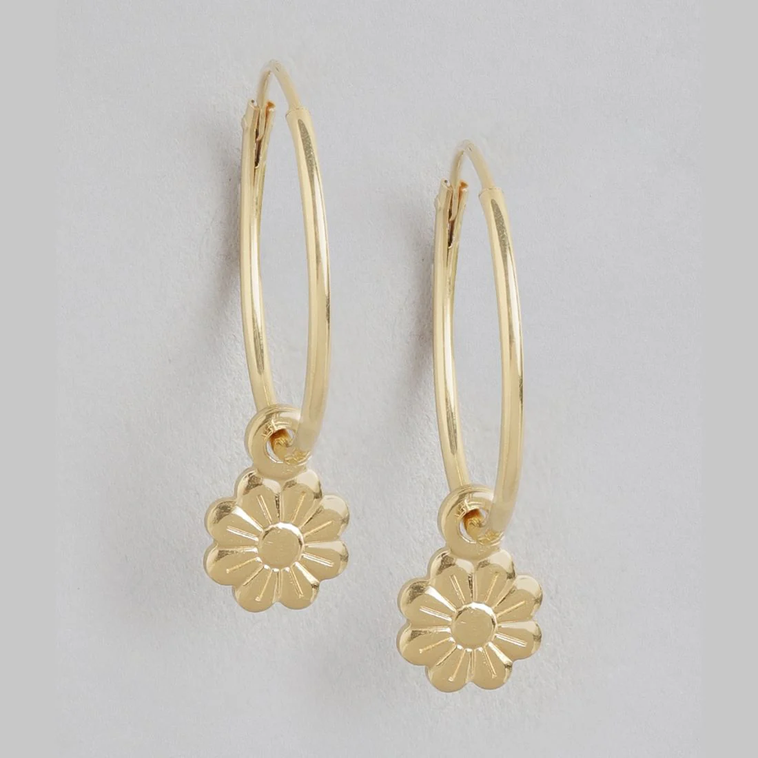 Floral Cascade Gold Plated Sterling Silver Hoop Earrings - Image 3